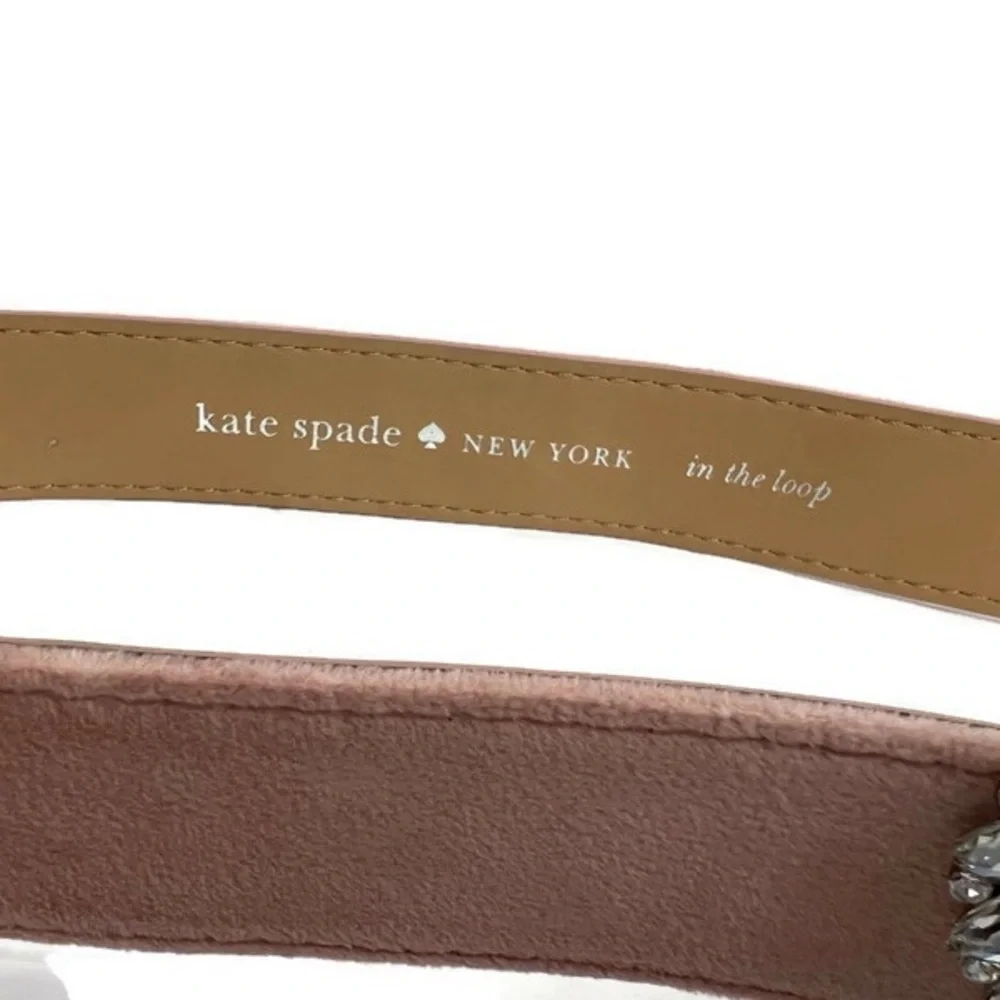 Kate Spade Heart Belt Rhinestone Crystals Pink Suede Size Small Medium Belt